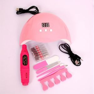 7-in-1 Manicure Set met Nagellamp, Lijmdroger, Eeltsteker en Vingerseparator - Professionele Roestvrij Stalen Set voor Nageltechnici