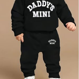 Baby Jongens Nieuwgeboren "Daddy's Mini Me" Hooded Sweatsuit Set - Knusse Bijpassende Trui & Broek met Daddy Lettering, Winteroutfit voor 0-6 Maanden (Handwasbaar) – Ideaal Cadeau