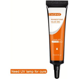 15ml Strass Lijm voor Nagels, Gel Nagel Strass Lijm voor Nail Art, Super Zelfklevende Lijm ZONDER Veeg voor Nagel Kristallen, Kralen, Diamanten Sticker 3D Nagel Gel, UV Lamp Uitgehard