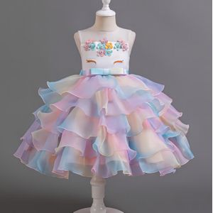 Klassieke ombre tulle midi jurk voor meisjes met appliqué, ronde hals, afhangende schouder, polyester 65% viskose 35% - Voor optredens en bruiloftsjurken