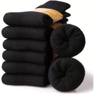 6 Paar Dikke Herensokken van Wol - Gezellige Winterse Badstof Crew Sokken, Kleuren (Grijs, , Blauw, Zwart), Zacht & Warm voor Wandelen, Werk of Casual