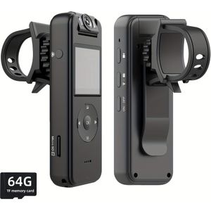 1 Set Draagbare 4K Lichaamscamera - 180° Draaibare Lens, USB Gevoed, Oplaadbaar, App Bediening voor Motorrijden en Schieten Onderweg (WiFi Mini Camera - 64GB)