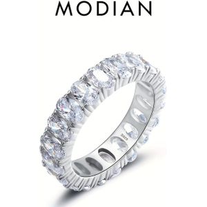 MODIAN 925 Sterling Zilveren Ovale CZ Verlovingsring voor Vrouwen, 4-Klauw-Gezette Synthetische Zirkonia, Klassieke Luxe Bruiloft Sieraden, Mardi Gras Dag Cadeau, Geschikt voor alle seizoenen