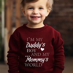 1pc Jongens Sweatshirt - "Ik ben de jongen van mijn en de wereld van mijn " , Breisel, Stretchstof, Regular Fit voor Kinderen - Herfst/