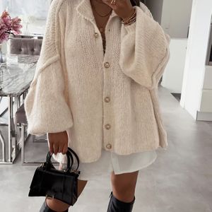 Dames Elegante Kleur Oversized Kraag Blazer - Lange Mouwen Winterjas, Medium Stretch Knoopsluiting Trui voor Kantoor & Semi-Formele Kleding, Niet-Fall/Winter Buitenkleding