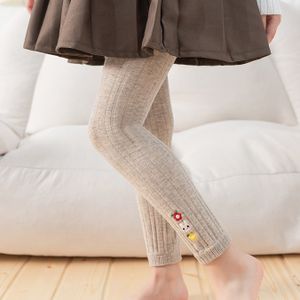 Kinderbasisbroek, meisjeslente/herfst slanke pasvorm gebreide sokken geborduurd casual 9/10 broek