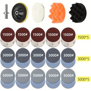 20 stuks Koplamp Reparatie Restauratieset, 3-Inch (75mm) Auto Polijstschijf, Waxspons & Schuurpapier Slijppad voor