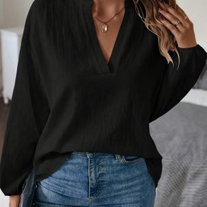 Overhemd met inkeping en lantaarnmouwen