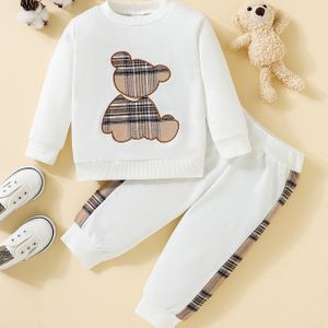 Schattige 2-delige outfit voor peuters en jongens - Sweatshirt met borduurwerk van een beer en spijkerbroek! Kleding voor buiten