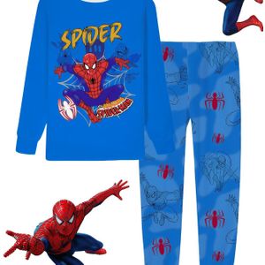 Marvel Spider-Man Pyjama Set voor Jongens - Lange Mouwen & Broek met Graphic, Zachte Warme Stof, Elastische Tailleband & Manchetten, Perfect voor Herfst/Winter, Casual Nachtkleding & Huispakken