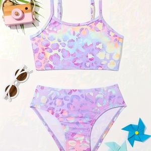 Jeugdige Luipaardprint Mode Bikini Set met Split
