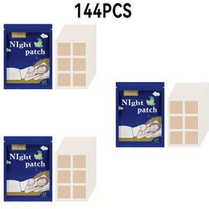 144 stuks Nachtpleisters met Lavendel & Kamille-extract, Zachte Formule, Veilig en Niet-Irriterend voor Alle Huidtypes, Licht Beige, Draagbaar Ontwerp, Makkelijk te Gebruiken, Unisex Verzorging