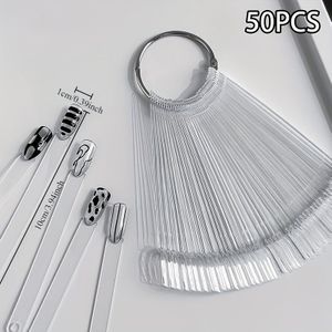 50pcs Of False Nail Display Stand In A Fan Shape, Designed For Showcasing Gel Polish And Practicing Nail Art.