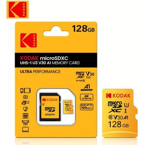 Kodak U3 micro TF SD-kaart 32GB, 64GB, 128GB, 256GB mini SD-niveau 10 U3 geheugenkaart voor mobiele telefoon, cameraopslag, auto, enz
