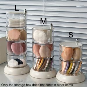 1pc Transparent Rotating Makeup Organizer - , Dust-proof Cosmetic Puff And Sponge Holder With Lid, Ideal For Vanity Display, Makeup Vanity Desk
