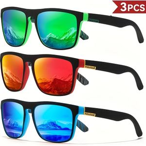 3 paar klassieke vierkante gepolariseerde, unisex, duurzame Tac-lenzen, sportieve stijl geschikt voor activiteiten