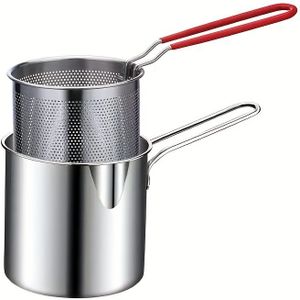 Stainless Steel Fryer Pot With Strainer And Foldable Storage Filter - Multifunctional Cookware For Perfect , Fries, Chicken | Safe, Durable & Easy To Clean, Dishwasher Safe