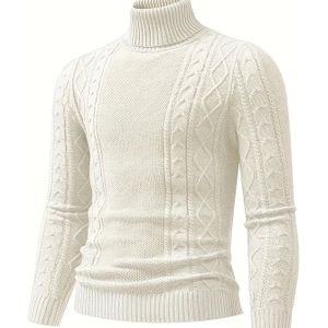 2024 Nieuwe Premium Heren Bruine Turtleneck Trui - Casual Gebreide Thermische Pullover - Herfst/Winter Warmte