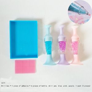 10 stuks 5D Painting Pennenset | Inclusief 1 bakje, 6 klei & 3-kleuren flespennetjes | Geschikt voor DIY, Nail Art, Vaas Inleg en Borduurwerk