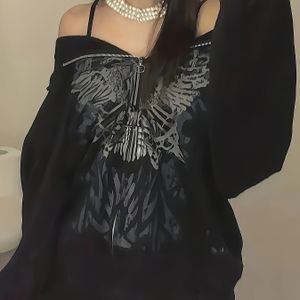 Skeleton Print Zip-up Hoodie Sweatshirt, Casual Lange Mouw Jas Voor Herfst & Winter, Vrouwenkleding