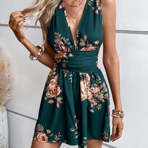 Vrouwen's Bandloze Gedrukte Jumpsuit