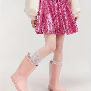 Meisjes Glitterende Pailletten & Mesh Rok met Broek - Elegante Losse Pasvorm, Niet-Rekbare Stof, Perfect voor Street Style, Feestjes en Kerstcadeaus