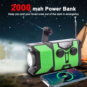 [Draagbare ] Noodweerradio | 2000mAh | NOAA/AM/FM | Draagbare Powerbank | USB/Zonne-energie/Handcrank Opladen | Op Batterijen | SOS Alarm