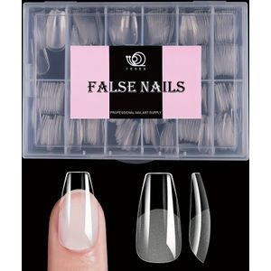 240 Stuks Transparante Middenkwaliteit Semi-gestrekte Geen Grijpen Kunstnagel Tips