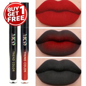 【Koop 1 Krijg 1 】Waterdichte Lip Glaze Set Zwart + Rode Lippenstift Lipgloss Langdurige Kleurweergave Fluweelachtige Mengbare Lipgloss, Mardi Gras Valentijnsdagcadeaus