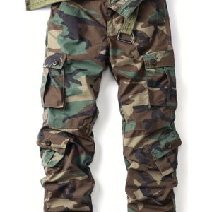 Herencamouflage Cargo Broeken met Meerdere Klepzakken - Duurzaam, Comfortabel Buitenkleding, en Groen, , Camouflage Broeken