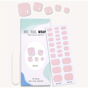 26-delige set eenvoudige semi-uitgeharde gel nagelstrips in lente roze, volledige omhullingen met lamp, salonkwaliteit resultaten. DIY-nagelartikelen voor vrouwen thuis