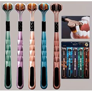 5-Pack V-vormige driezijdige tandenborstel voor volwassenen | Zachte nylon borstelharen, formaldehyde-vrij, volledige kop voor diepe reiniging en gezond tandvlees