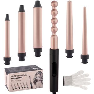 6-in-1 Professionele Krultang Set, Elektrische Haarkruller met Rollen, Dubbelgebruik Nat en Stylinggereedschap, 220V Europese Standaard Stekker, Geen Batterij Nodig, Kapperskit voor Thuisgebruik
