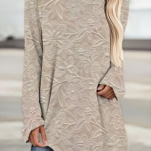 Dames Plus Size Casual T-shirt met Lange Mouwen | Fashion Print Ronde Hals Losse Tuniek Top, Zachte Huidvriendelijke Stof, Makkelijk te Onderhouden, Geschikt voor Thuis en Buiten