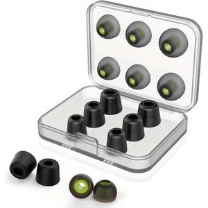 12 stuks vervangende oordopjes, oordopjes van geheugenschuim met hoesje, vervangende siliconen oordopjes voor de meeste in-ear hoofdtelefoons S/M/L