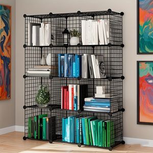 Open Storage Boxes, 12 Cube Storage Organizers, Stackable Grid Storage Shelves, Bookshelves, Cabinets, Corner Dividers, Beverage Crate Shelves, Open Cube Shelves Black