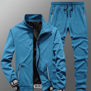 Casual Heren Sportset - Lente/Herfst Mode Jas en Joggingbroek, Licht Rekbaar, Kleur met Zakken