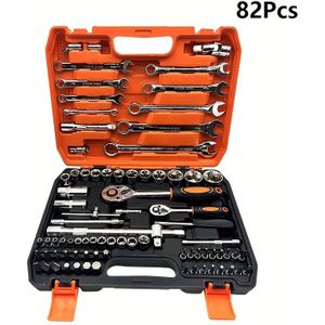 82/61pcs Set Car Repair Tools Product Ratchet Sleeve Wrench, Tool Portable Toolbox, Car Repair Toolbox, Multifunctional Set, Diy Gif