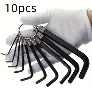 10pcs Hex Key Allen Wrench Set, Steel Construction, Universal Maintenance Tool Kit For Home And Auto Repair