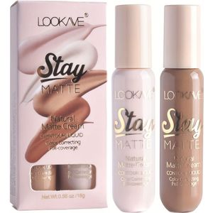2 stuks Vloeibare Contour & Highlighter Sticks - Waterdicht, Zweetbestendig, V-Gevormd Gezicht voor Alle Huidtinten, Verbergt Donkere Kringen
