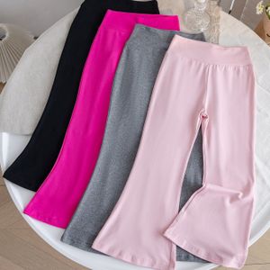 Meisjes 4-delige Set Kleur Zachte Hoge Taille Rekbare Comfortabele Flare Broeken, Geschikt voor Lente/Herfst en Zomer, Casual Lange Broek voor Buiten