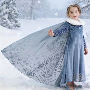 Betoverende Meisjes Lange Mouwen Prinsessenjurk met Nepbont Kraag - Perfect voor Verjaardagen, Feestdagen & Partijen - Herfst/Winter Collectie