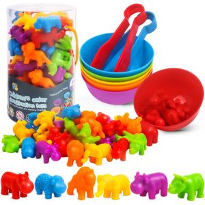TEMU Tel Dieren Speelgoed Match Spel met Sorteerkommen Leren Activiteiten Sensorische Fijne Motoriek Speelgoedset voor Wiskunde Kleur Sorteren Cadeaus voor Kinderen van 3+ Jaar Ramadan Mubarak
