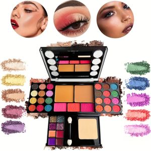 37-Kleuren Multifunctioneel Make-up Palet met Poederdons, Oogschaduwkwast, Contouring en Blush voor Beginners - Complete Set Make-up Kit Moederdag Cadeau