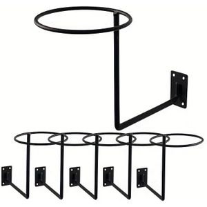 6-Pack Helm- en Hoed Muurbeugelhouder - Motorhelmstandaard, Zwarte Hangers voor Petten, Balhouder, Pruikdisplay