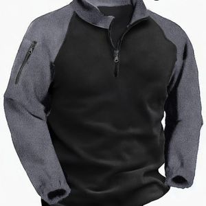Deze herfst en winter, de dubbelzijdige fleece oversized heren Henley shirt heeft een kleurblokkend ontwerp, perfect voor buitenactiviteiten, biedt warmte en voor casual uitstapjes, plus size.