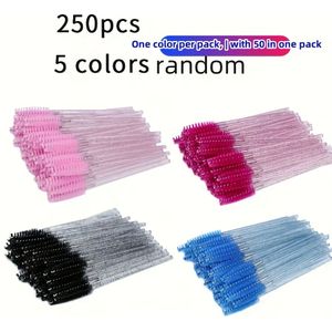 250 stks, 5-kleurige wegwerp wimperborstels voor verlenging, spoolie wenkbrauw en liner make-up kit