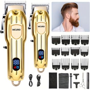 2-in-1 Professionele Haartrimmer voor Mannen, Multifunctionele Lichaamshaarverwijderaar & Zero Gap Trimmer Combo, Draadloze Kappersset met LED Display, Cadeau voor Vaderdag of Feestdagen
