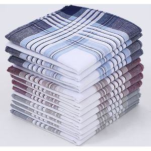 12-delige Heren Zacht Katoenen Zakdoeken Set, Elegant Gestreept , Kleuren, Maat 40cm, Geweven, Machinewasbaar - Ideaal voor Kerstmis, Valentijnsdag, Vaderdag Geschenken