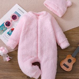 Winter Warme Kleur Pluche Jumpsuit met Bijpassende - Volledige Lichaam Onesie Romper, Machinewasbare Kleding voor Koud Weer, Perfect voor Buiten